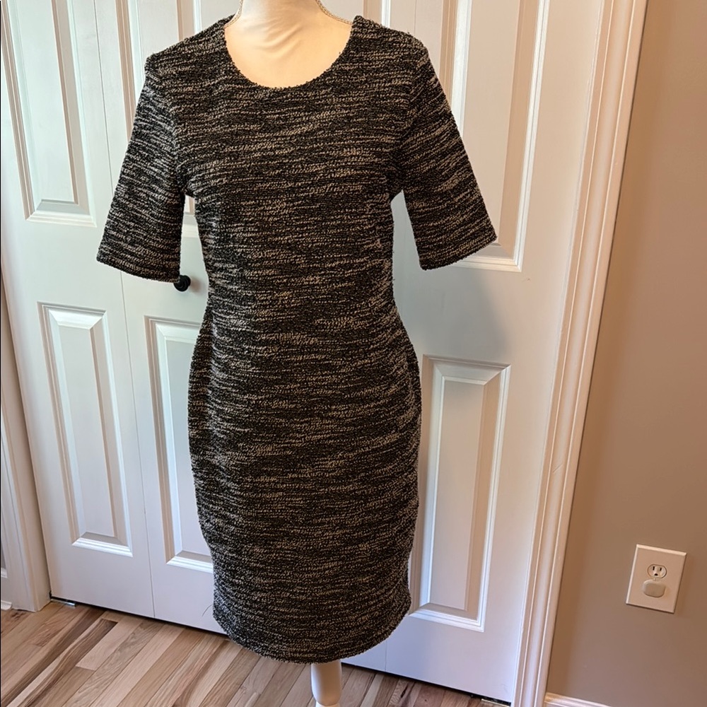 Banana Republic Black and Gray Ruched Sheath Dress